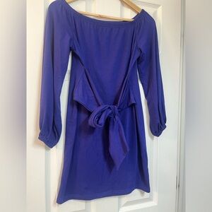 Off the shoulder blue dress